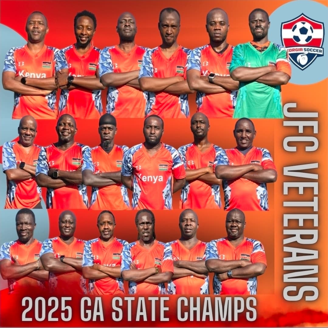 The JFC Veterans squad, arms crossed, in a 2025 GA State Champs graphic